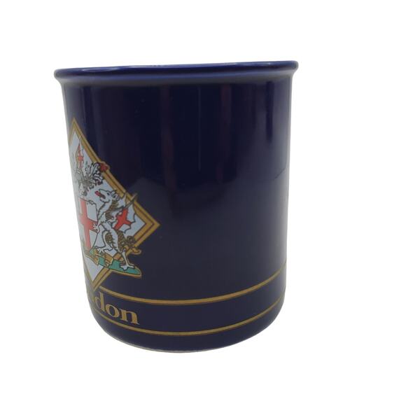 London Coffee Mug Sampson Souvenir British Ceramic Cup Blue Gold Vintage Enland - Picture 5 of 7